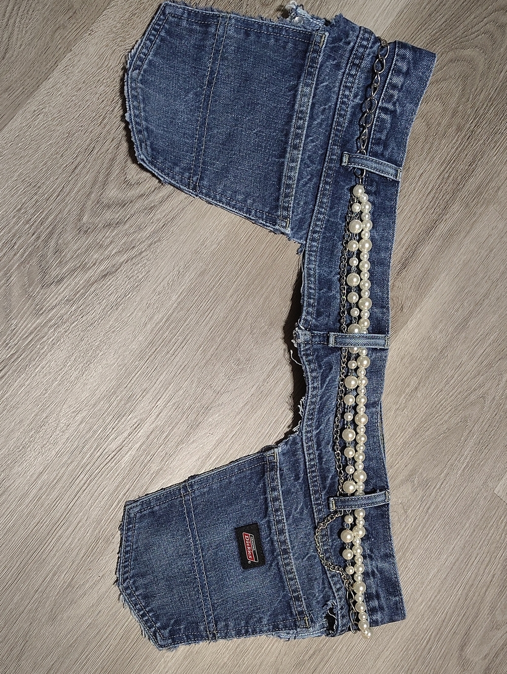 🆕3-In-1 Distressed ReversibleJean Belt w Pearl Accent Chain Necklace Plus Sz 18